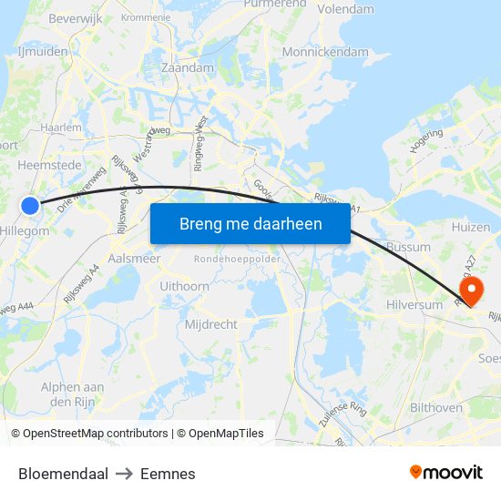 Bloemendaal to Eemnes map