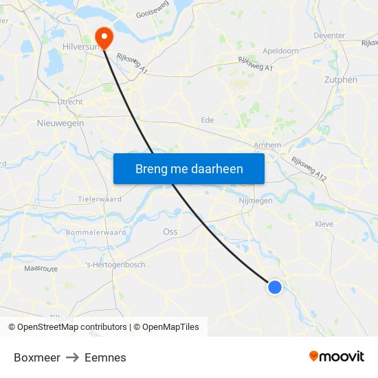 Boxmeer to Eemnes map
