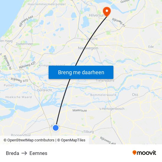 Breda to Eemnes map