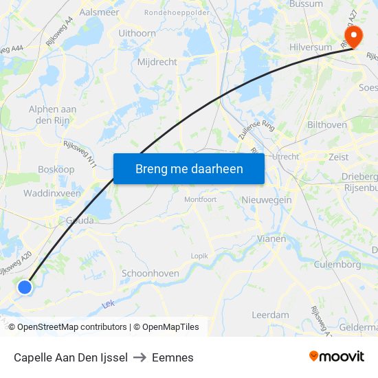Capelle Aan Den Ijssel to Eemnes map