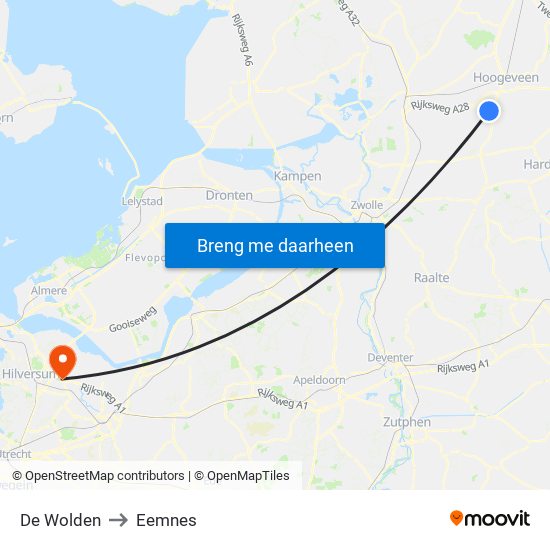 De Wolden to Eemnes map