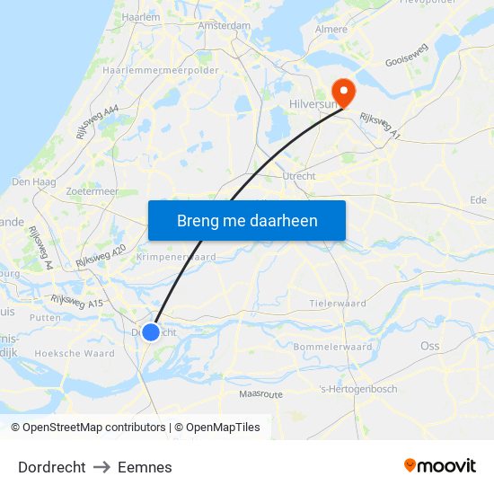 Dordrecht to Eemnes map