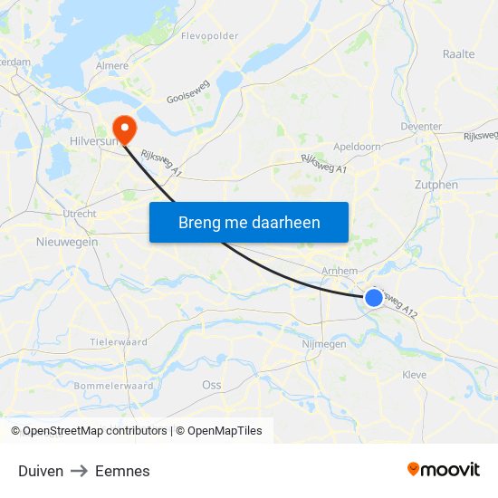 Duiven to Eemnes map