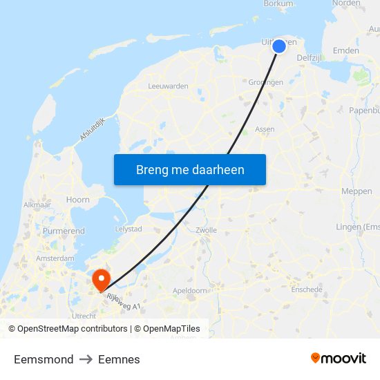 Eemsmond to Eemnes map