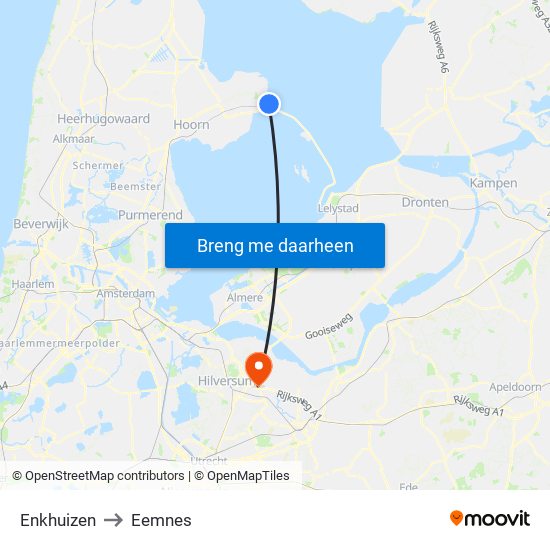 Enkhuizen to Eemnes map