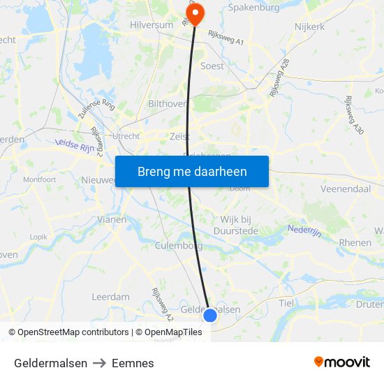 Geldermalsen to Eemnes map