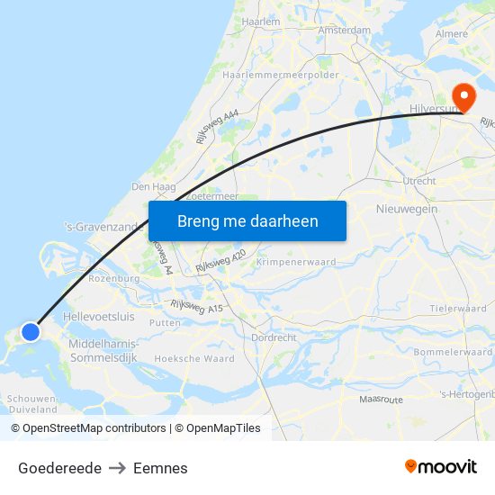 Goedereede to Eemnes map