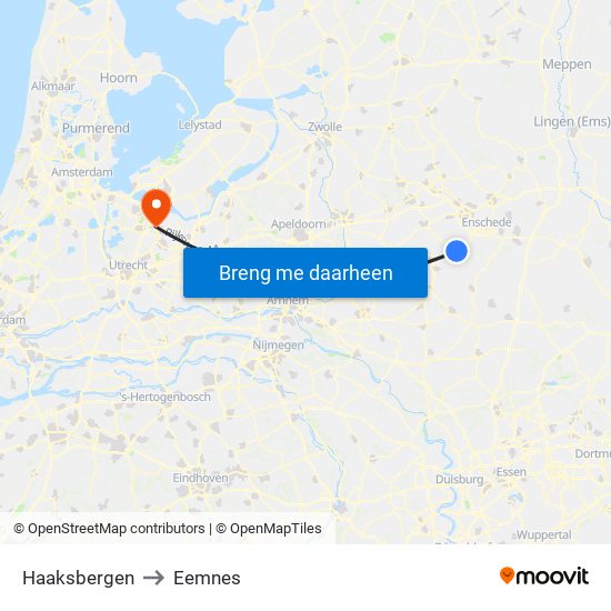 Haaksbergen to Eemnes map