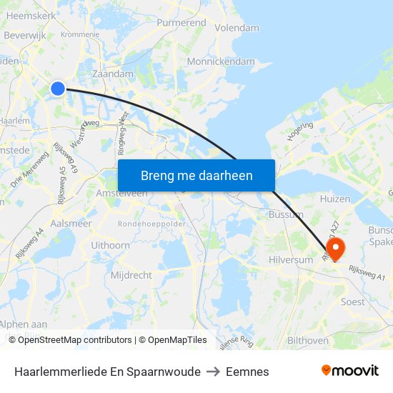 Haarlemmerliede En Spaarnwoude to Eemnes map