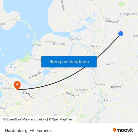 Hardenberg to Eemnes map