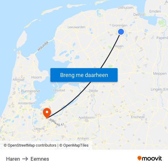 Haren to Eemnes map