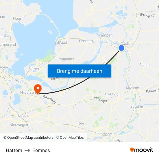 Hattem to Eemnes map
