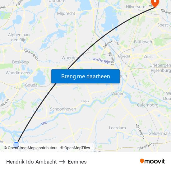 Hendrik-Ido-Ambacht to Eemnes map