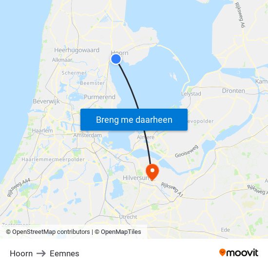 Hoorn to Eemnes map