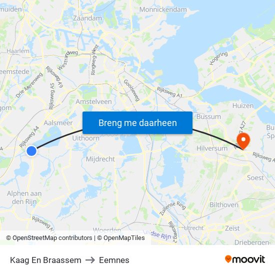 Kaag En Braassem to Eemnes map