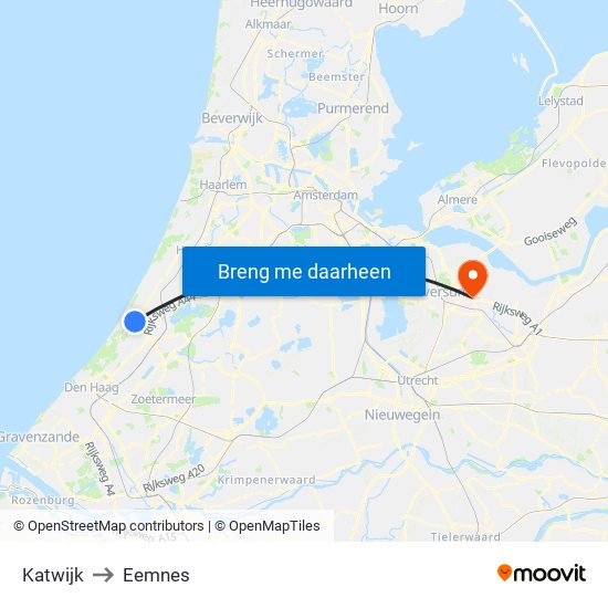 Katwijk to Eemnes map