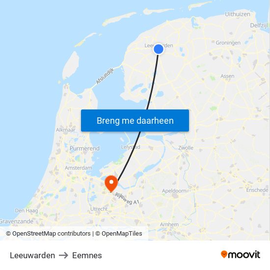 Leeuwarden to Eemnes map