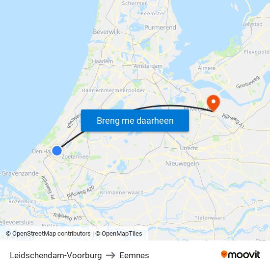 Leidschendam-Voorburg to Eemnes map