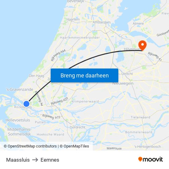 Maassluis to Eemnes map