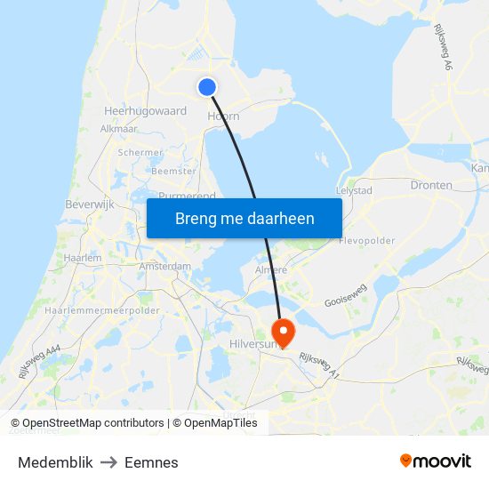 Medemblik to Eemnes map