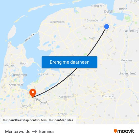 Menterwolde to Eemnes map