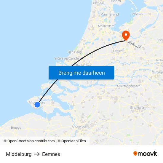 Middelburg to Eemnes map