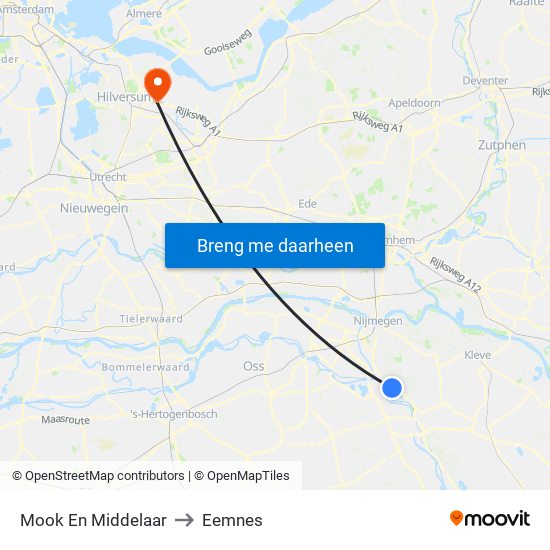 Mook En Middelaar to Eemnes map