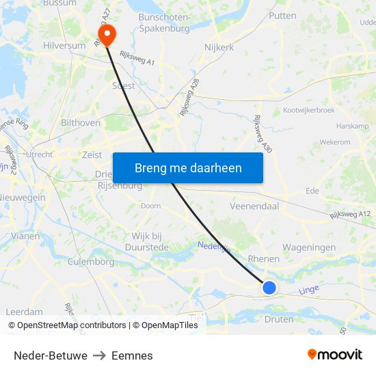 Neder-Betuwe to Eemnes map
