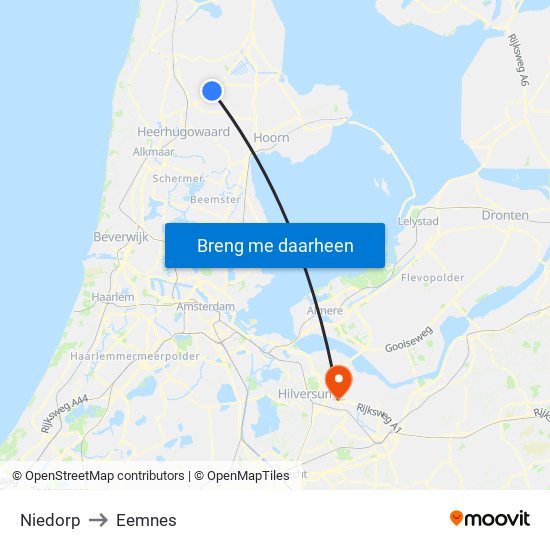 Niedorp to Eemnes map