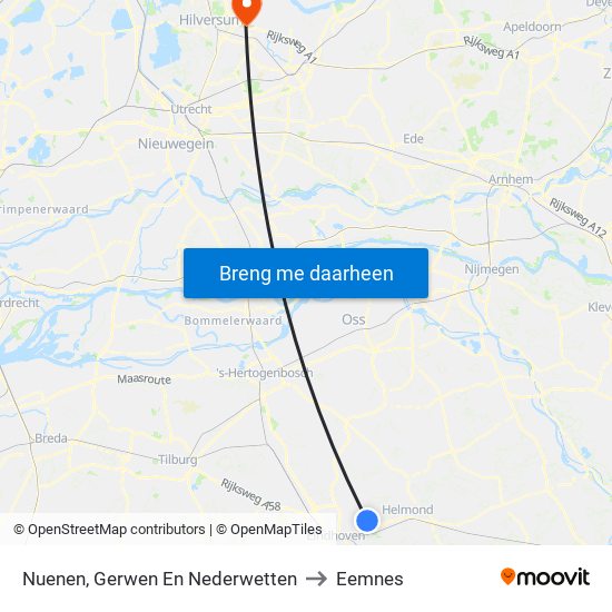 Nuenen, Gerwen En Nederwetten to Eemnes map