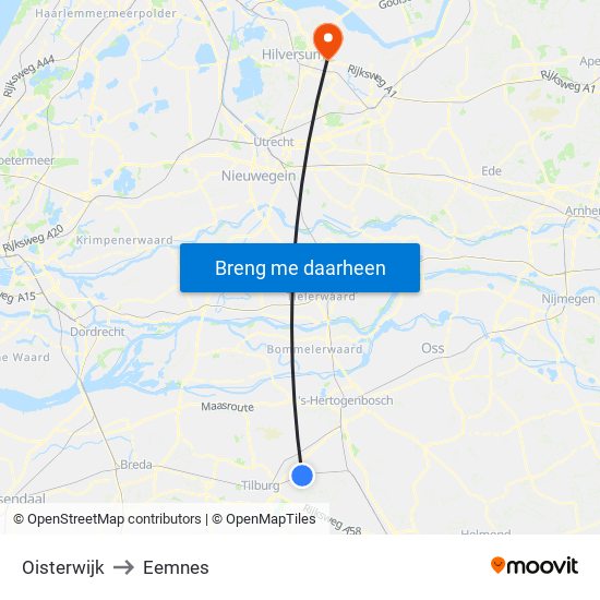 Oisterwijk to Eemnes map