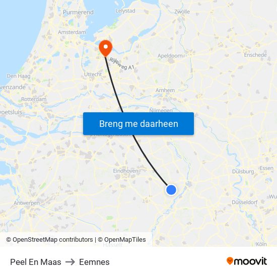 Peel En Maas to Eemnes map