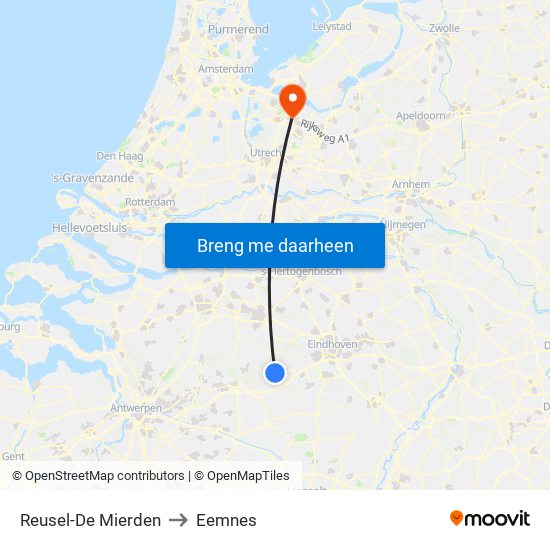 Reusel-De Mierden to Eemnes map