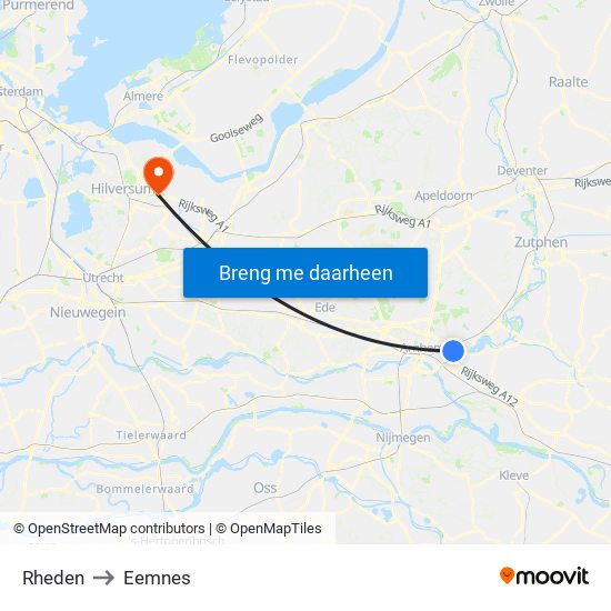 Rheden to Eemnes map