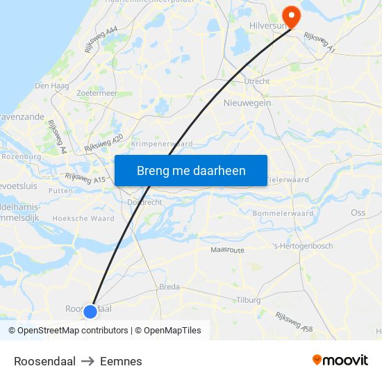 Roosendaal to Eemnes map
