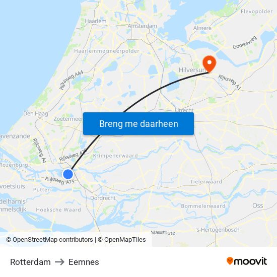 Rotterdam to Eemnes map
