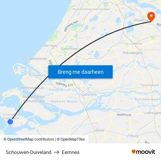 Schouwen-Duiveland to Eemnes map