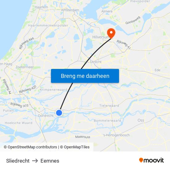 Sliedrecht to Eemnes map