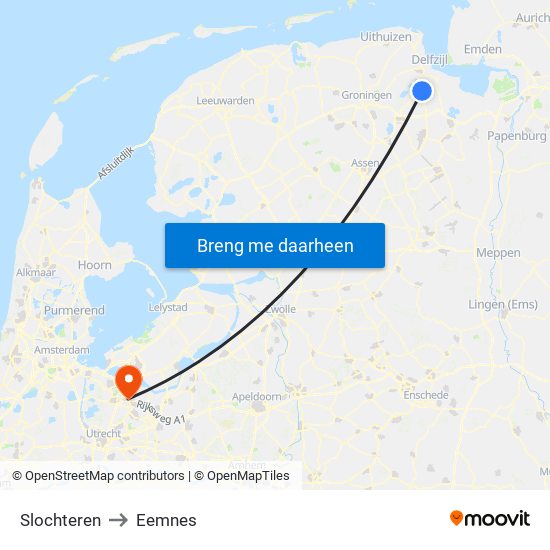 Slochteren to Eemnes map