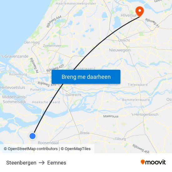 Steenbergen to Eemnes map