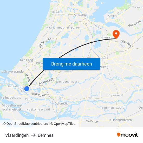 Vlaardingen to Eemnes map