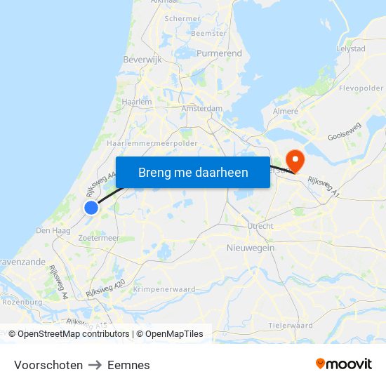 Voorschoten to Eemnes map