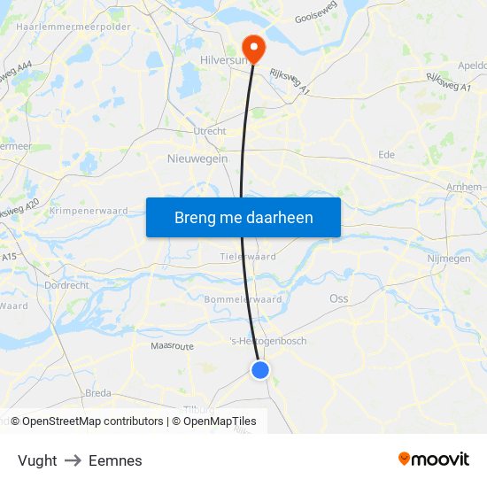 Vught to Eemnes map