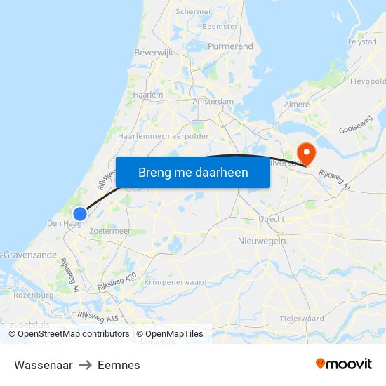 Wassenaar to Eemnes map