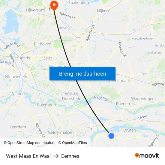 West Maas En Waal to Eemnes map