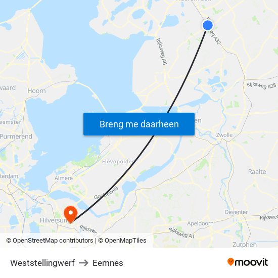 Weststellingwerf to Eemnes map