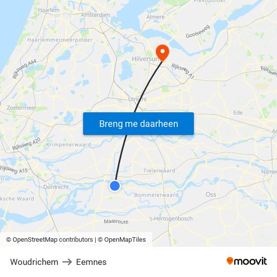 Woudrichem to Eemnes map