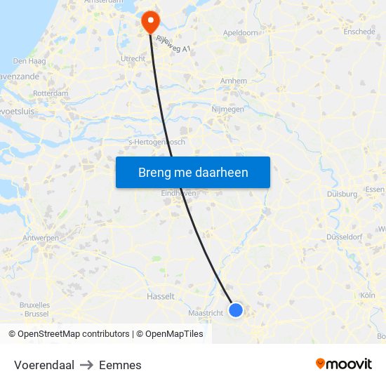 Voerendaal to Eemnes map