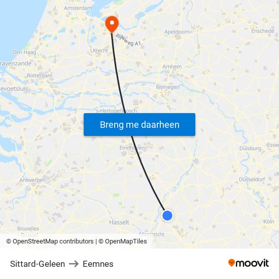 Sittard-Geleen to Eemnes map