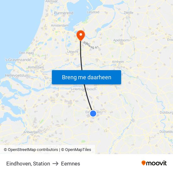 Eindhoven, Station to Eemnes map